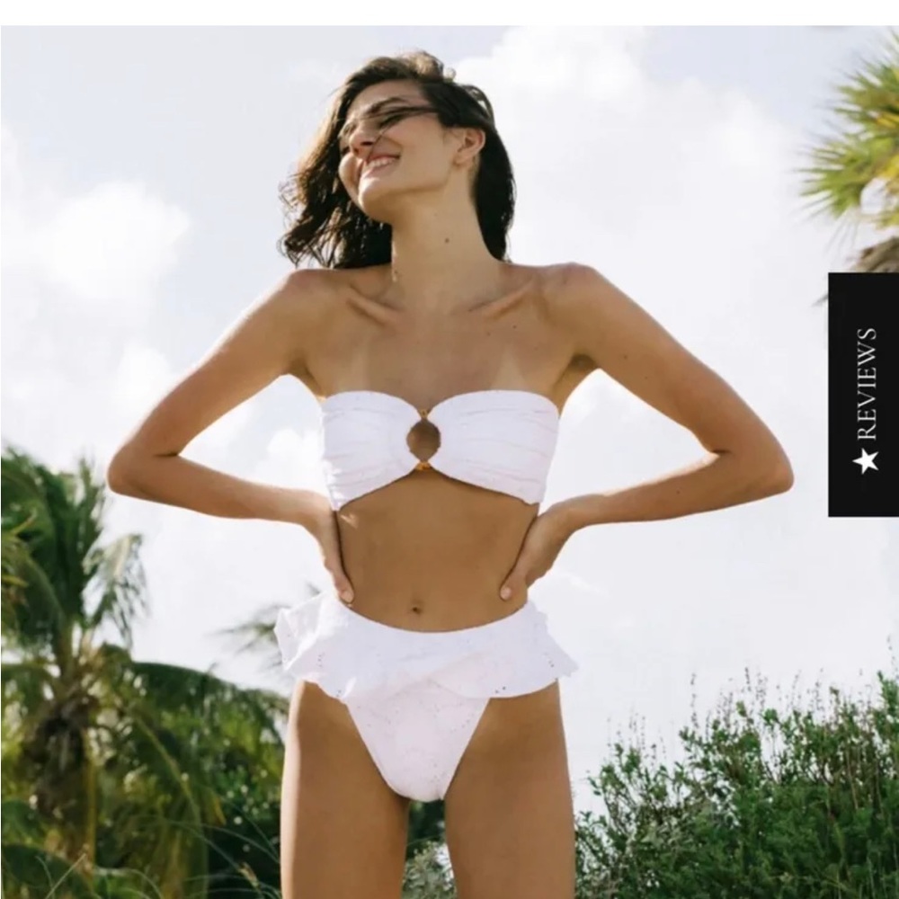 Montce White ruffle bikini swimsuit